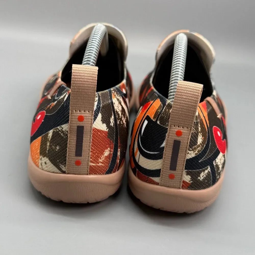 UIN Loafers Men's 9.5 Abstract Art Pattern Low Top Slip-On Round Toe Casual